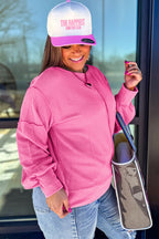 Bonbon Twist Ribbed Exposed Seam Detail Plus Size Top