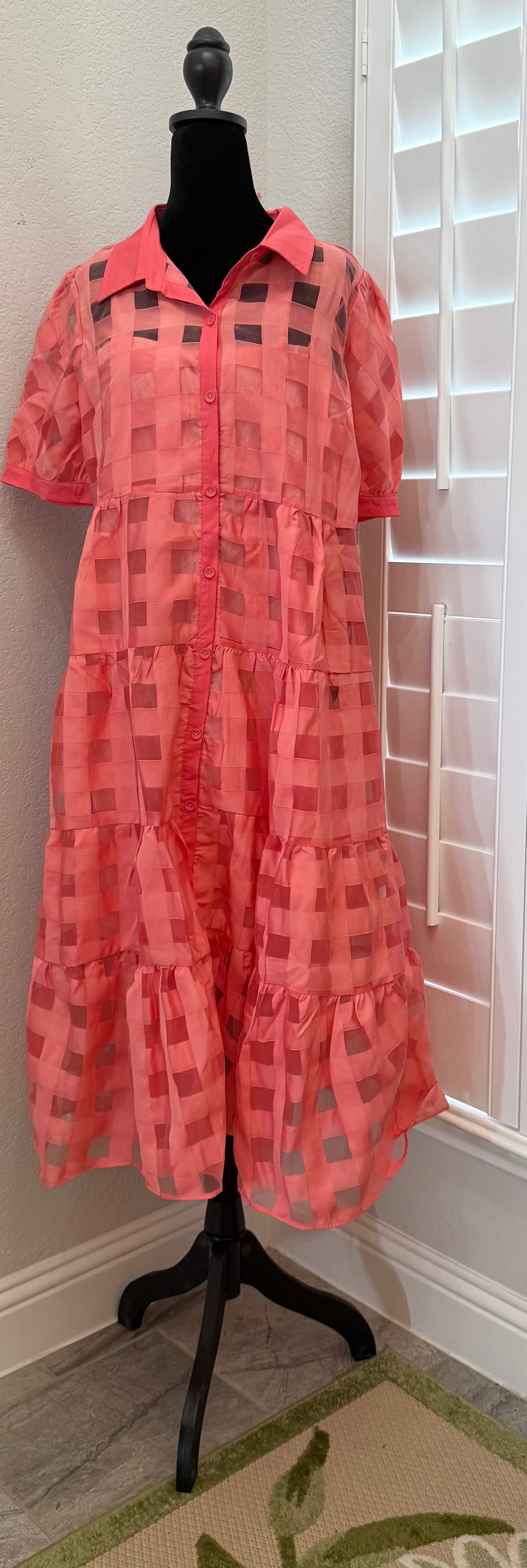 Umgee - Dress - Organza Collared Button Down