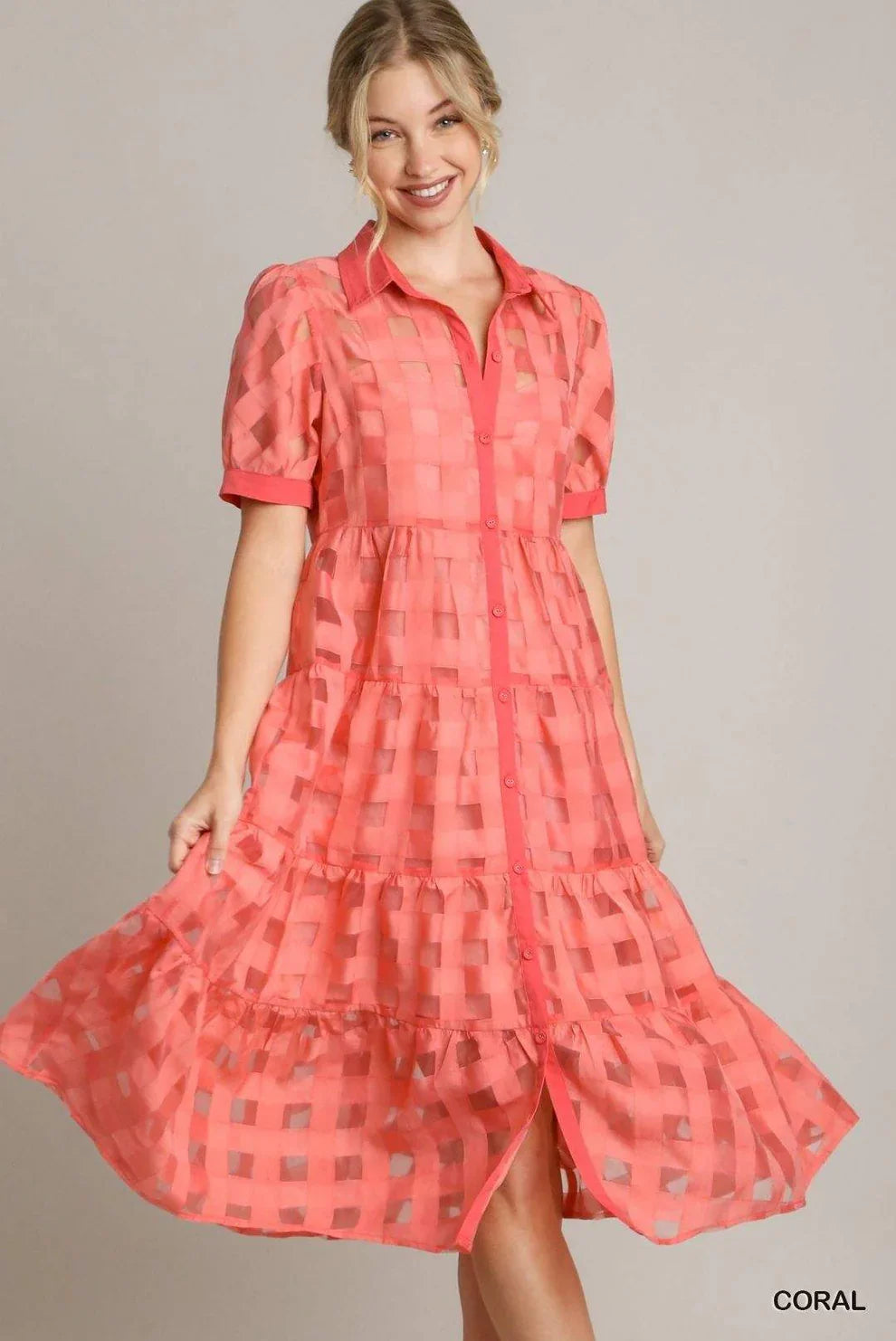 Umgee - Dress - Organza Collared Button Down