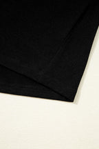 Black Plus Size Floral Mesh Patchwork Loose V Neck T Shirt
