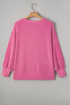 Bonbon Twist Ribbed Exposed Seam Detail Plus Size Top